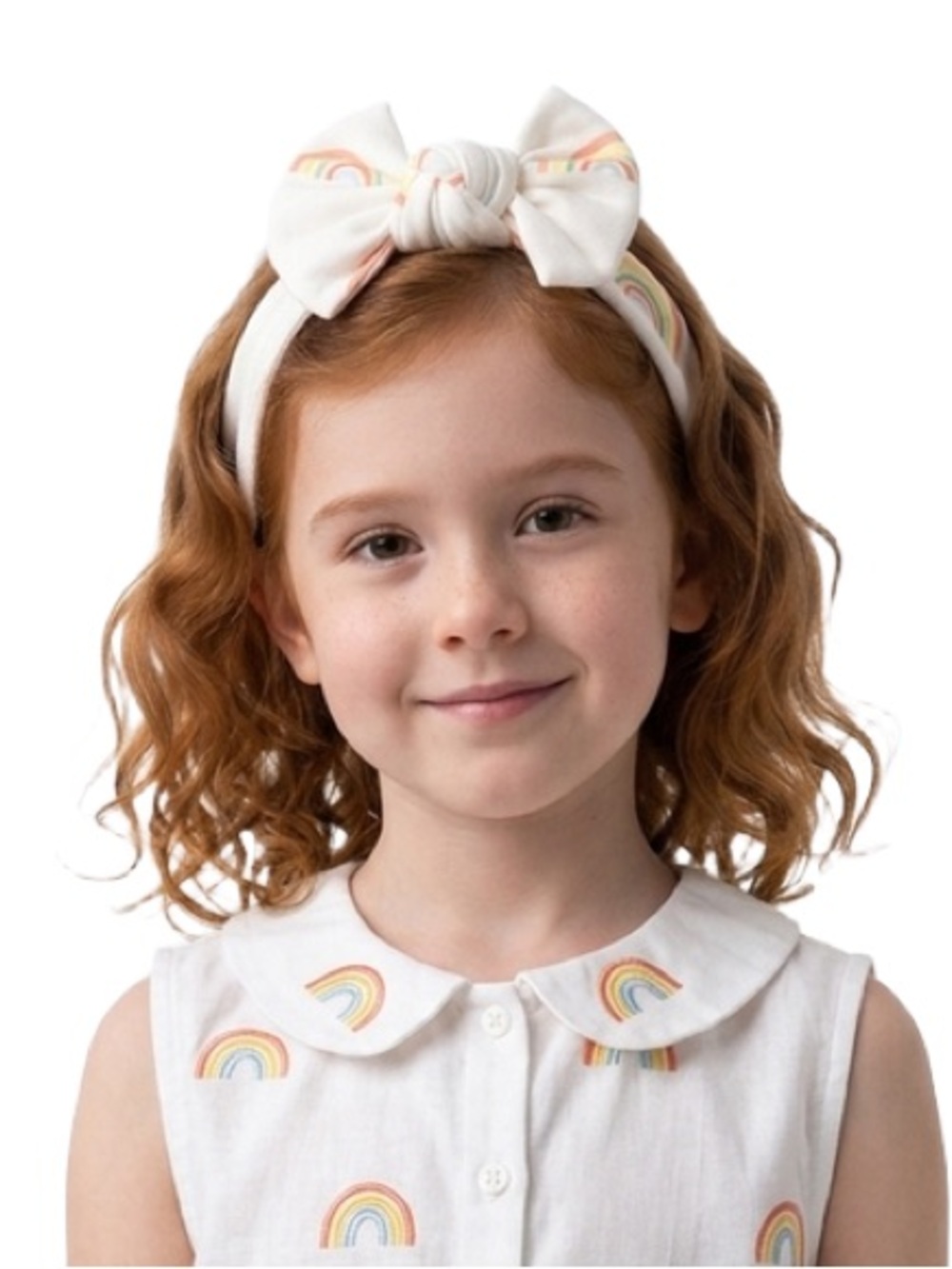 Baby girl rainbow print bow headband
